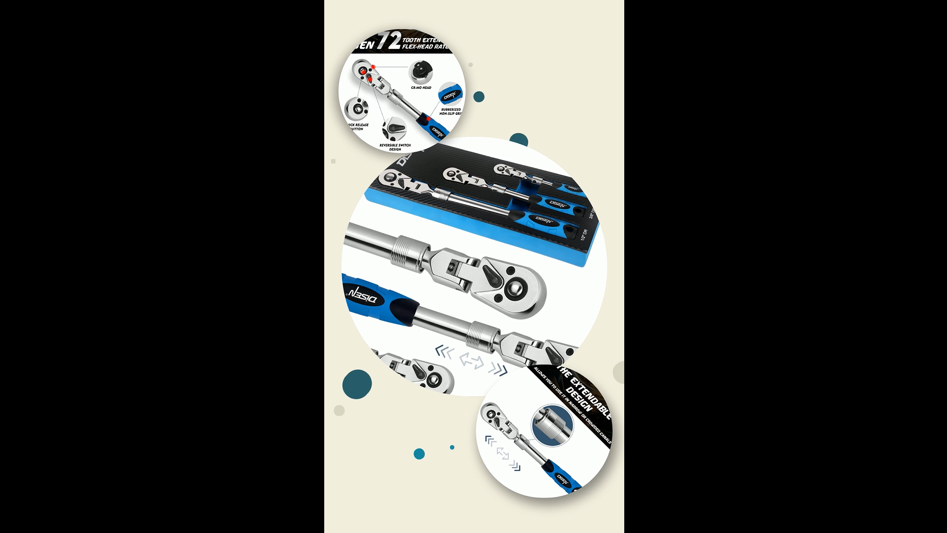 Frene 3点セット Amazon.com: DISEN 3-Piece Extendable Flex-Head Ratchet Wrench Set